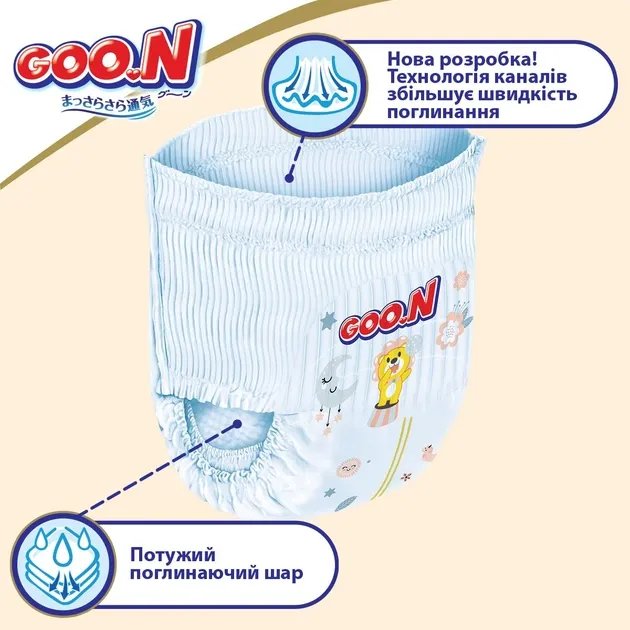 Трусики-подгузники Goo.N Premium Soft для детей 9-14 кг размер 4 (L), унисекс 88 шт (8680007299403)