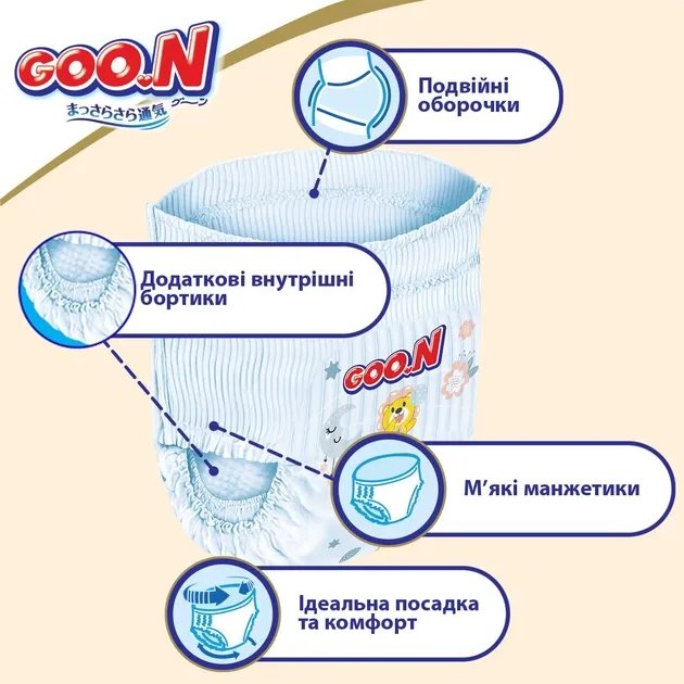 Трусики-подгузники Goo.N Premium Soft для детей 9-14 кг размер 4 (L), унисекс 88 шт (8680007299403)