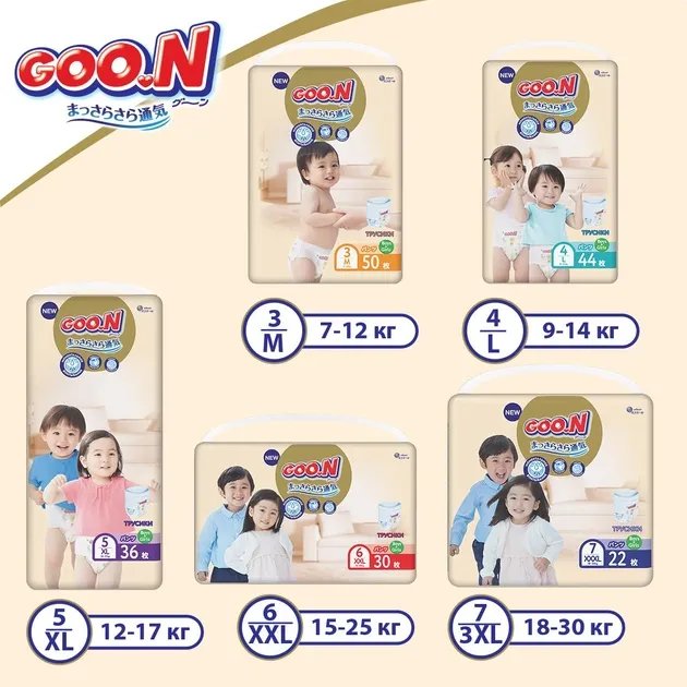 Трусики-подгузники Goo.N Premium Soft для детей 9-14 кг размер 4 (L), унисекс 88 шт (8680007299403)