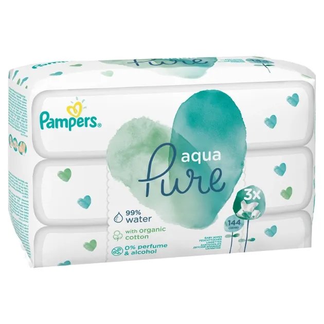 Влажные салфетки Pampers Aqua Pure с клапаном 3x48 = 144шт