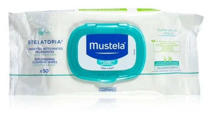 Mustela Dermo-Pediatrie Stelatopia дитячі вологі серветки для атопічної шкіри (50 кс)