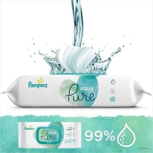 Влажные салфетки детские Pampers Aqua Pure, 2x48 (96) шт/уп (2706304)