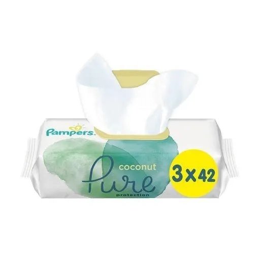 Влажные салфетки детские Pampers Pure Protection Coconut, 3x42 (126) шт/уп (2706307)