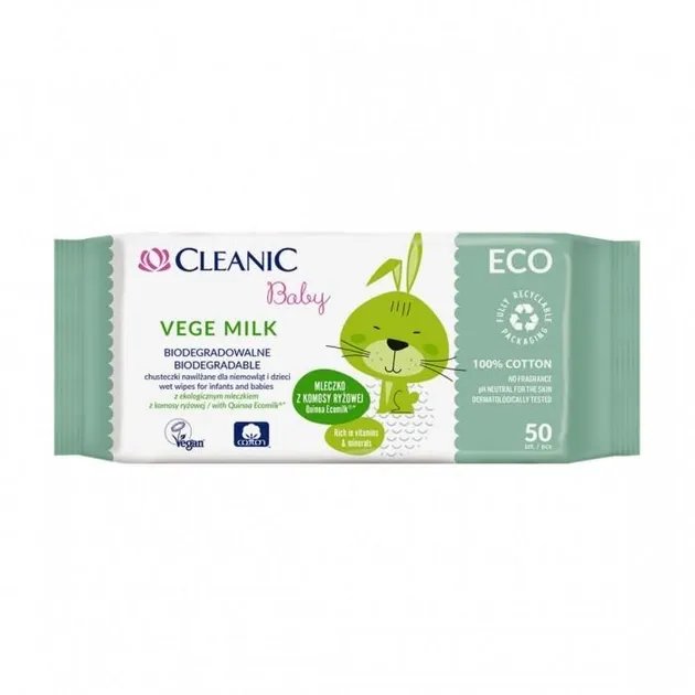 Детские влажные салфетки Cleanic ECO Baby Vege Ecomilk 0 мес