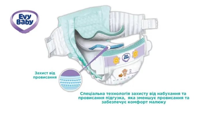 Подгузники детские гигиенические одноразовые Evy Baby Maxi Jumbo 7-18 кг 58 шт (8683881000011)