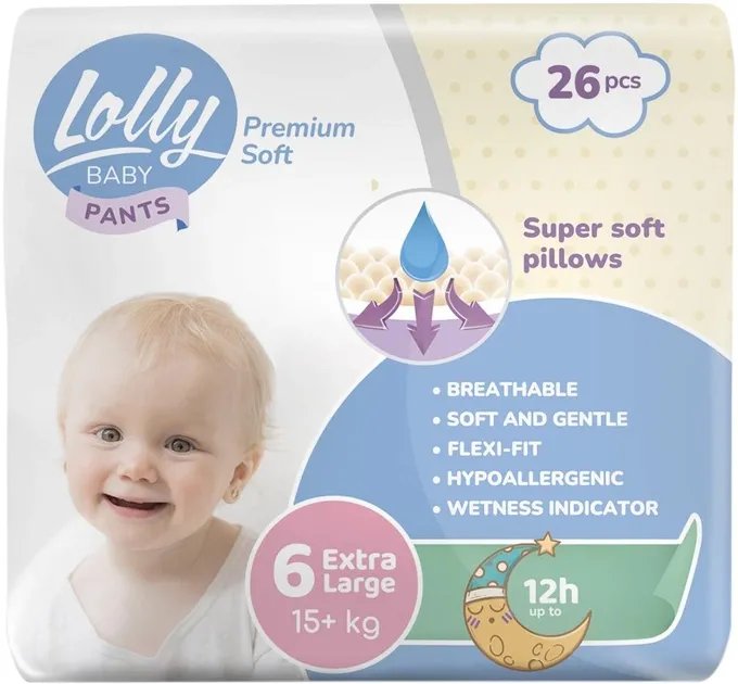 Подгузники-трусики детские Lolly Premium Soft Extra Large 6 15+ кг 26 шт (4820174981013)