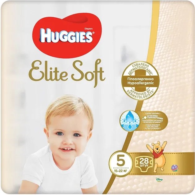Подгузники Huggies Elite Soft Jumbo 5 12-22 кг 28 шт (5029053547794_5029053572611)