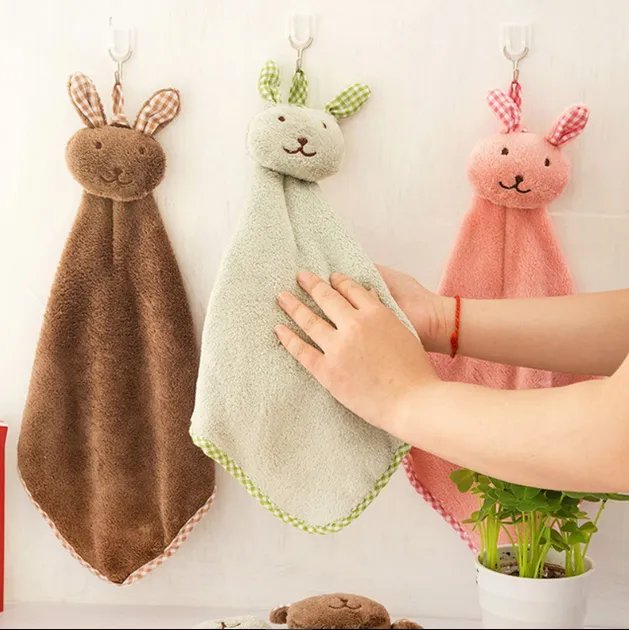Детские полотенца для рук, с забавным зайцем! Флисовое полотенце коричневого цвета, для детей! China