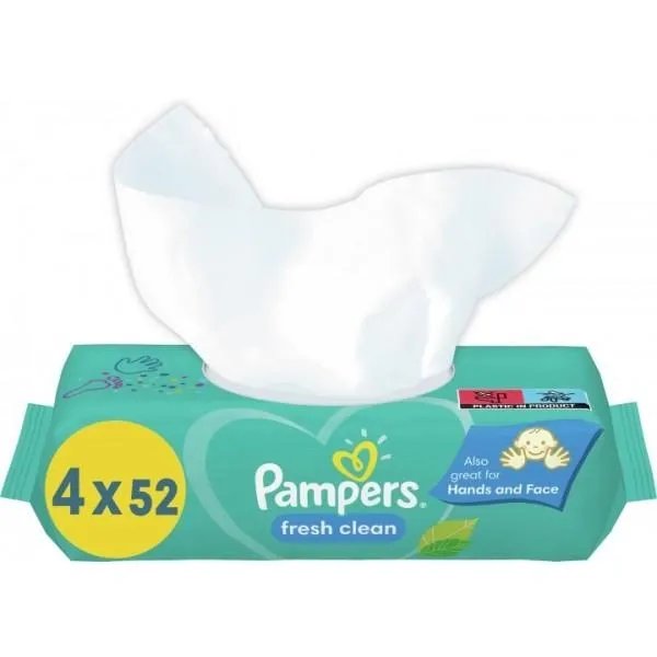 Детские Влажные Салфетки Pampers Fresh Clean 4х52 шт Мягкие Maxi 208 штук приятные ароматные