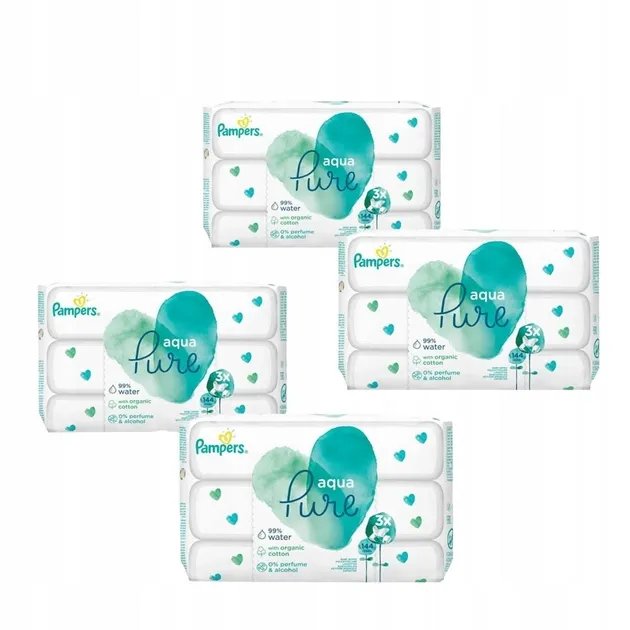 Влажные салфетки Pampers Aqua Pure с клапаном 12упx48 = 576шт