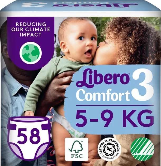 Подгузники Libero Comfort 5-9 кг Размер 3 58 шт (7322541756752)