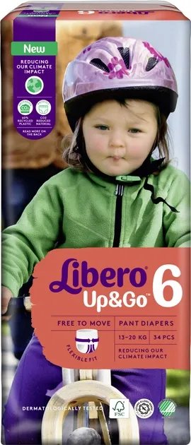 Подгузники-трусики Libero Up&Go 13-20 кг Размер 6 34 шт (7322541742861)