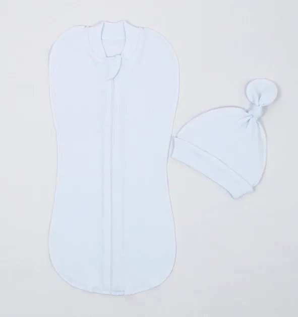 Евро-пеленка BabySoon с шапочкой на молнии 0-3 месяца Белая (ПК-401)