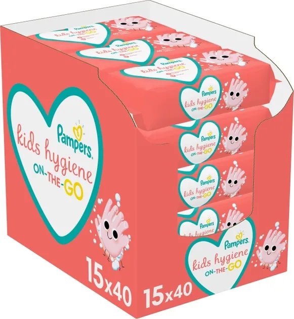 Детские Влажные Салфетки Pampers Kids Hygiene On-the-go 15х40 шт. (8006540222140)