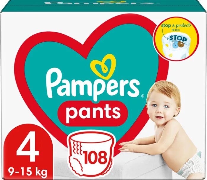 Подгузники - трусики Pampers Pants Размер 4 (9-15 кг) 108 шт (8006540069448)