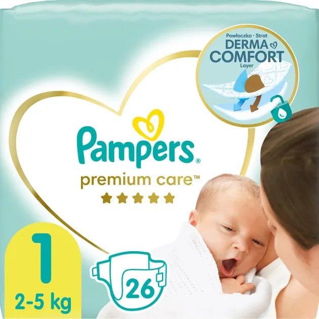 Подгузники Pampers Premium Care Размер 1 (2-5 кг) 26 шт (8001841104614)
