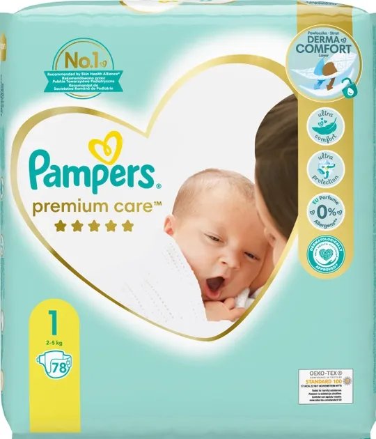 Подгузники Pampers Premium Care Размер 1 (2-5 кг) 78 шт (8001841104836)