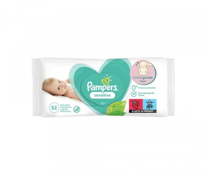 Дитячі вологі серветки PAMPERS Sensitive 52 шт