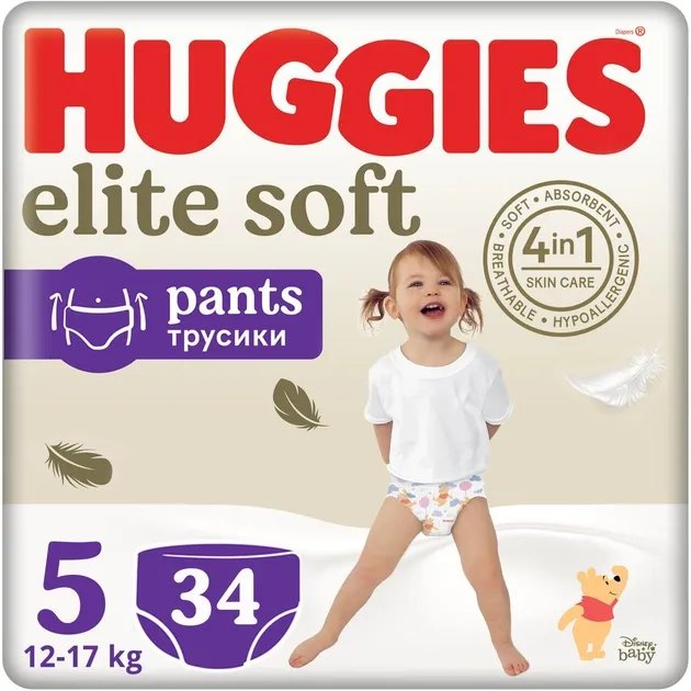 Трусики-подгузники Huggies Elite Soft Pants 5 (12-17 кг) 34 шт (5029053549354)