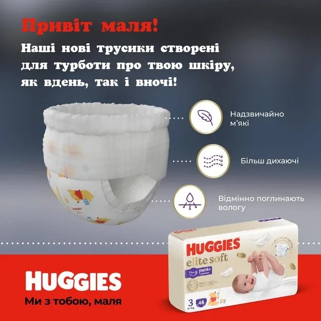 Трусики-подгузники Huggies Elite Soft Pants 3 (6-11 кг) 96 шт (5029053582443)