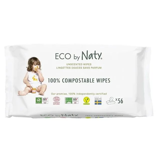 Салфетки влажные детские ECO BY NATY без запаха 56 шт.