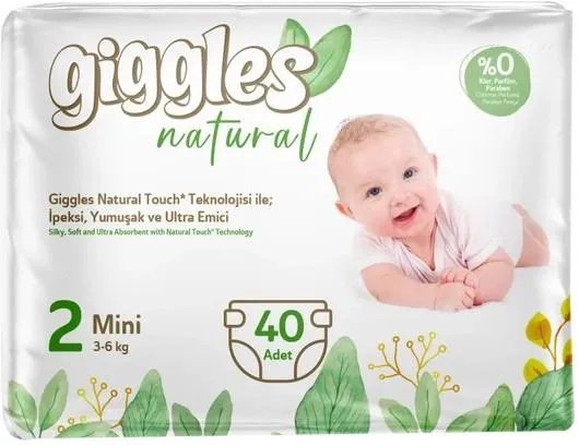 Подгузники детские Giggles Natural 2 Mini 3-6 кг 40 шт (8680131206384)