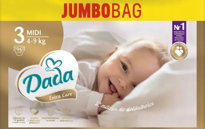 Підгузки Dada Extra Care 3 MIDI 96 штук 4‑9 кг JUMBO PACK