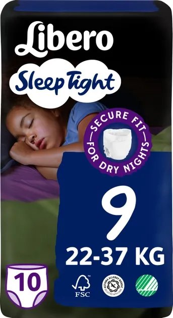 Подгузники-трусики Libero Sleep Tight размер 9 22-37 кг 10 шт (7322541180786)