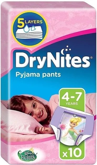 Подгузники-трусики Huggies DryNites для девочек 4-7 лет 10 шт. (5029053527581)