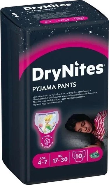 Подгузники-трусики Huggies DryNites для девочек 4-7 лет 10 шт. (5029053527581)