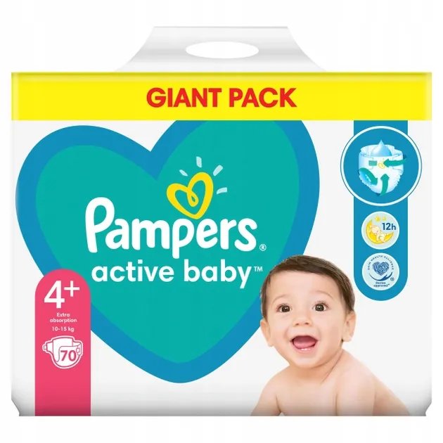 Подгузники Pampers Active Baby Размер 4+ 10-15 кг 70 шт (8001090949813)