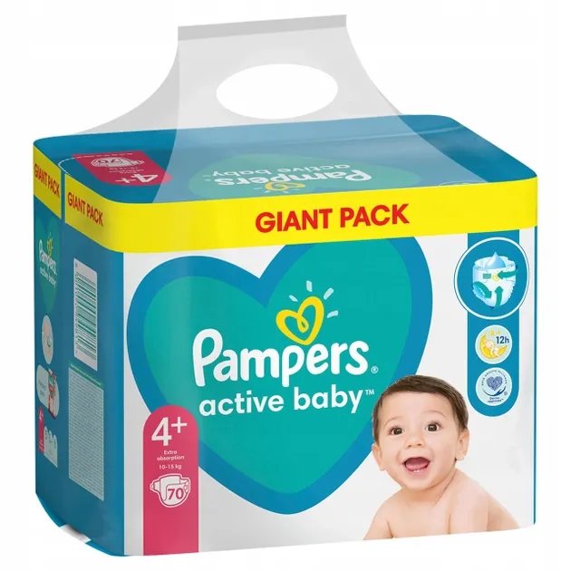 Подгузники Pampers Active Baby Размер 4+ 10-15 кг 70 шт (8001090949813)