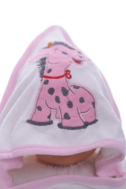 Полотенце махра для девочки с рукавичкой "В" 80*75 см розовое 0м+(44118)