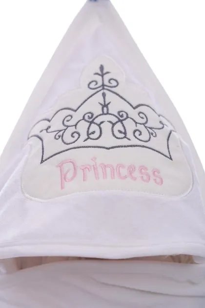 Полотенце махра для девочки с рукавичкой Принцесса 80*75 см белое 0м+(44127)