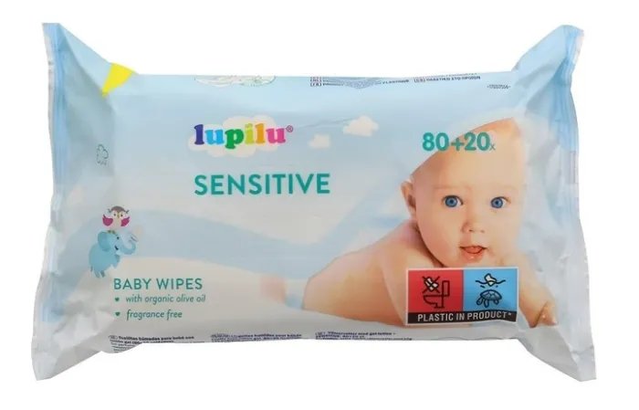 Дитячі вологі серветки Lupilu Sensitive 80+20 шт.