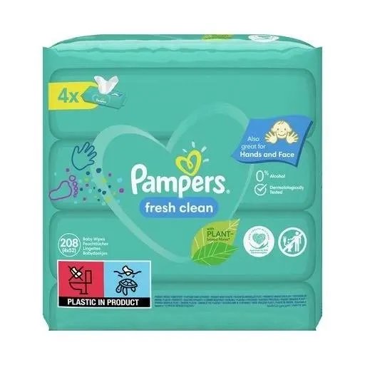 Дитячі вологі серветки Pampers Fresh Clean 4x52 шт