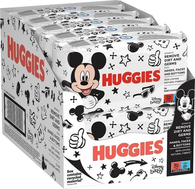 Упаковка влажных салфеток Huggies Mickey Mouse 56 шт х 10 пачек (5029054250600)
