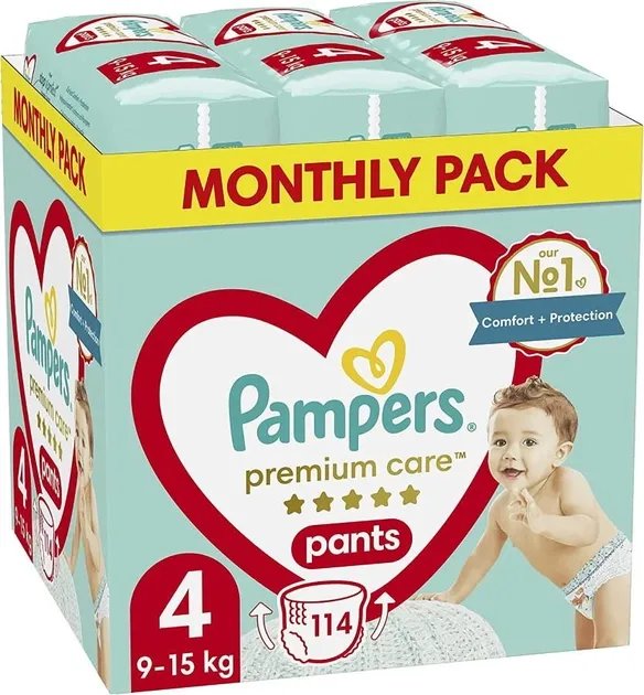 Подгузники-трусики Pampers Premium Care Pants Размер 4 (9-15 кг) 114 шт (8006540490938)