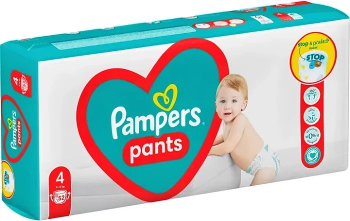 Подгузники-трусики Pampers Pants Размер 4 (9-15 кг) 52 шт (8006540069264)