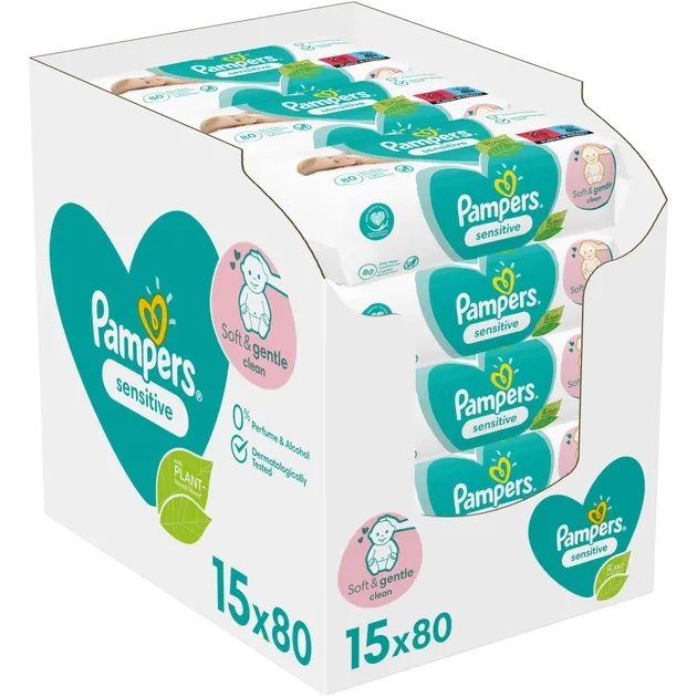 Влажные салфетки Pampers Sensitive Baby Wipes 15 x 80 шт (8001841063188)