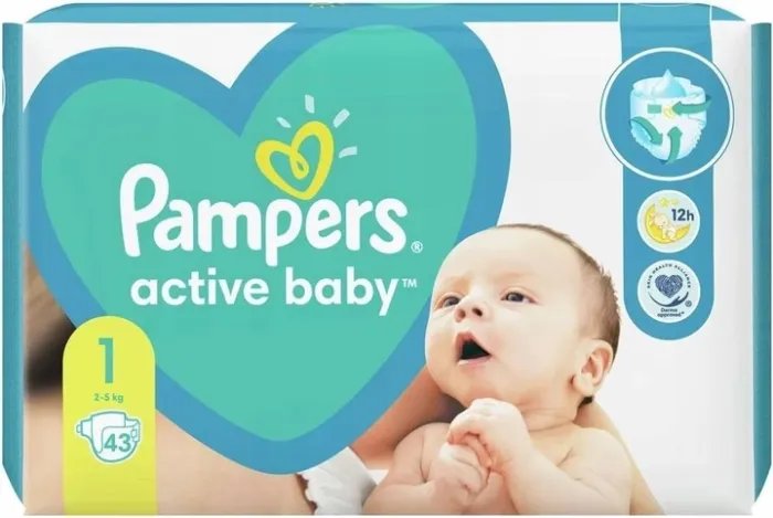 Подгузники Pampers Active Baby Размер 1 (2-5 кг) 43 шт (8006540180853)