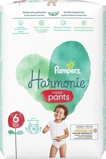 Подгузники-трусики Pampers Harmonie Nappy Pants Размер 6 (15+ кг) 18 шт (8006540181461)