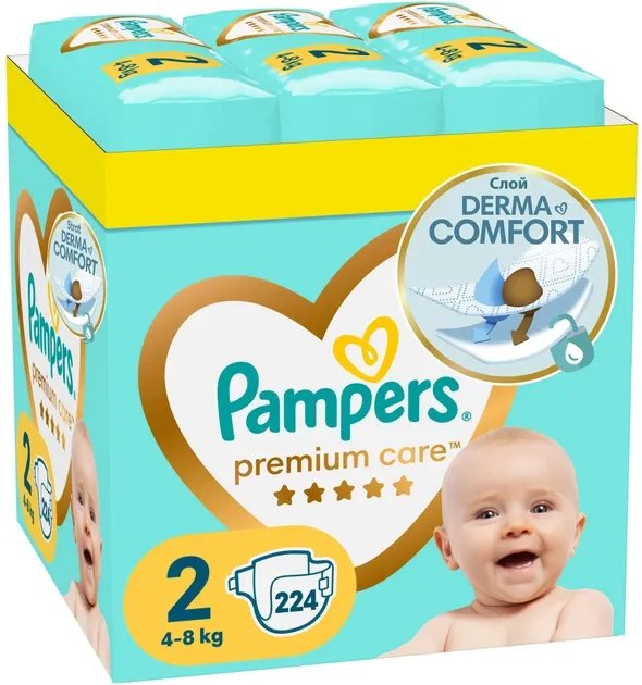 Подгузники Pampers Premium Care Размер 2 (4-8 кг) 224 шт (8006540855850)