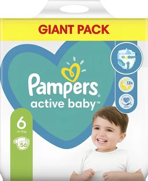 Подгузники Pampers Active Baby Размер 6 (13-18 кг) 56 шт (8001090950130)