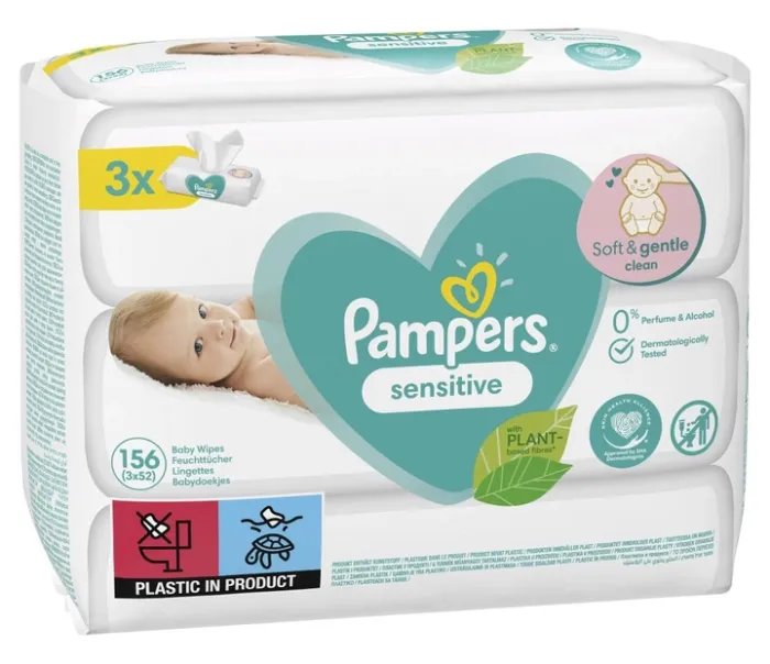 Влажные салфетки Pampers Sensitive Baby Wipes 3 x 52 шт (8001841062556)