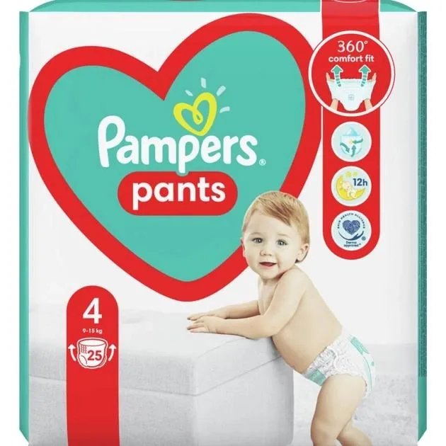 Подгузники-трусики Pampers Pants Maxi Размер 4 (9-15 кг) 25 шт (8006540067741)