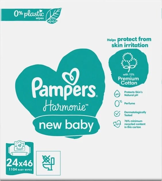 Влажные салфетки Pampers Harmonie New Baby 24 x 46 шт (8006540815953)