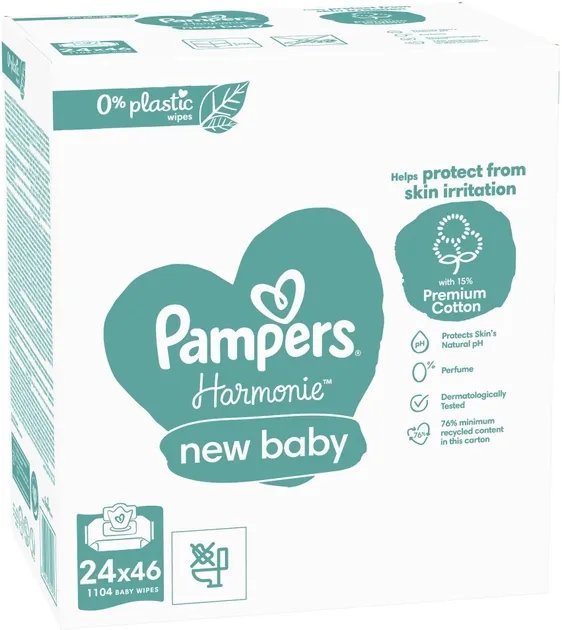 Влажные салфетки Pampers Harmonie New Baby 24 x 46 шт (8006540815953)