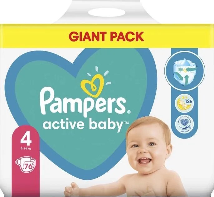 Подгузники Pampers Active Baby Размер 4 (9-14 кг) 76 шт (8001090949615)