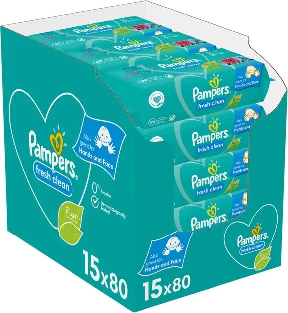 Влажные салфетки Pampers Fresh Clean 15 x 80 шт (8001841078496)